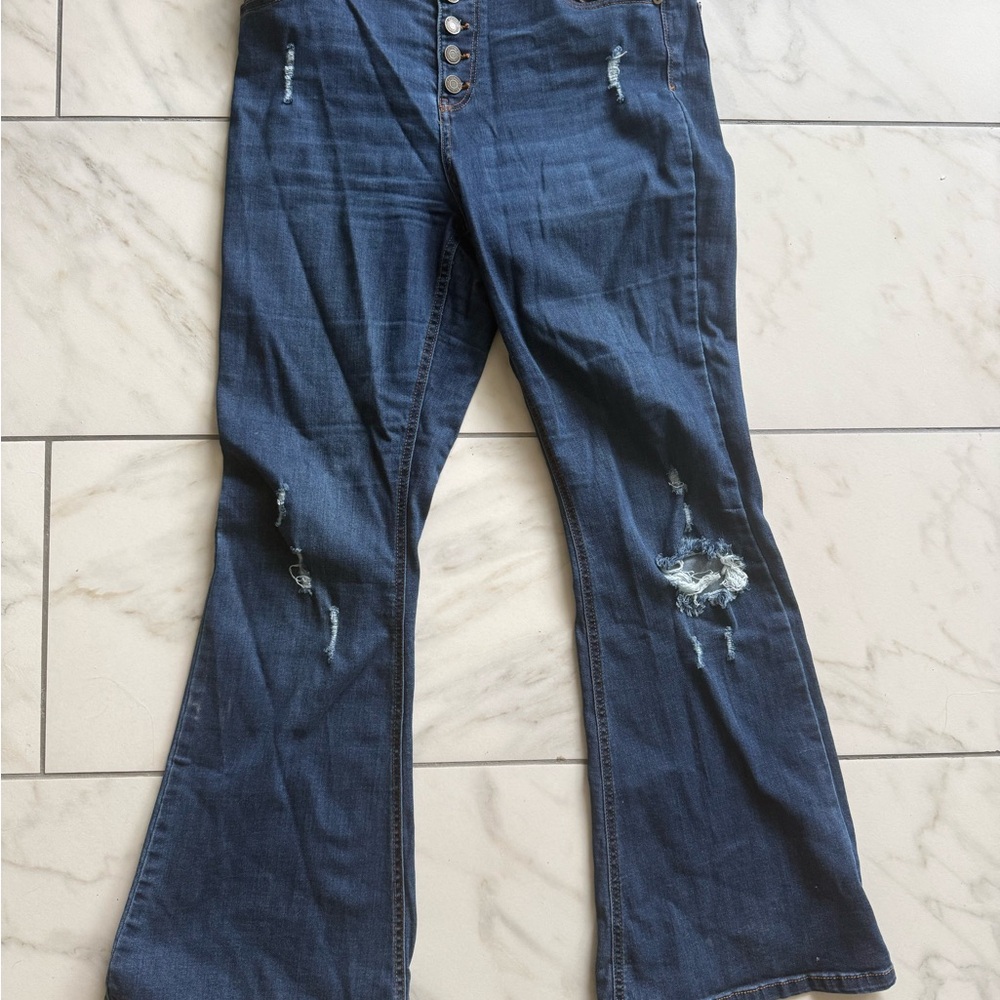 Indigo Rein Dark Blue Flare Jeans